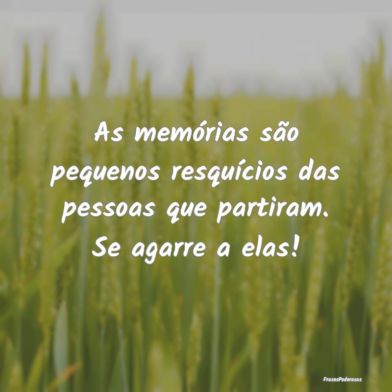 As memórias são pequenos resquícios das pessoas...