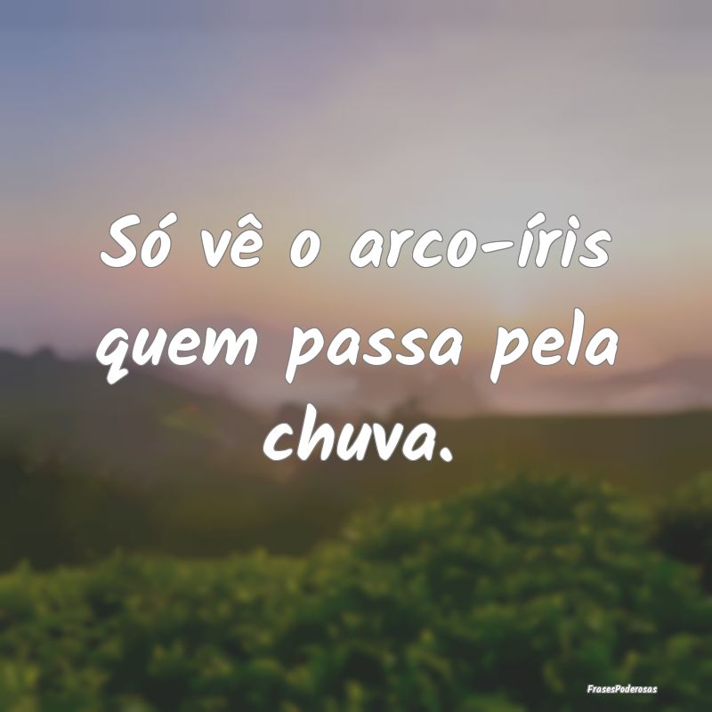 Só vê o arco-íris quem passa pela chuva.
...