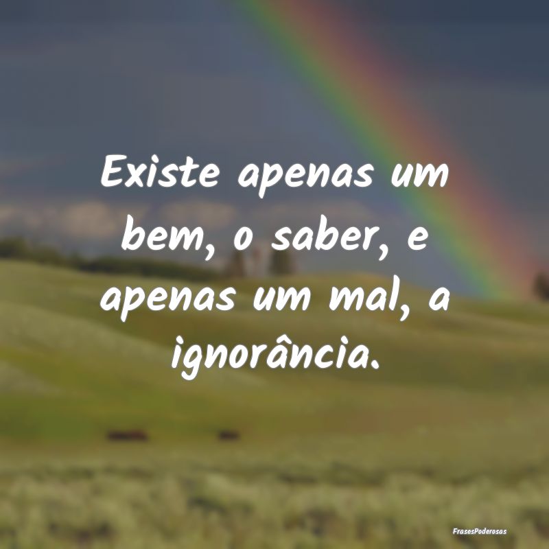 Existe apenas um bem, o saber, e apenas um mal, a ...