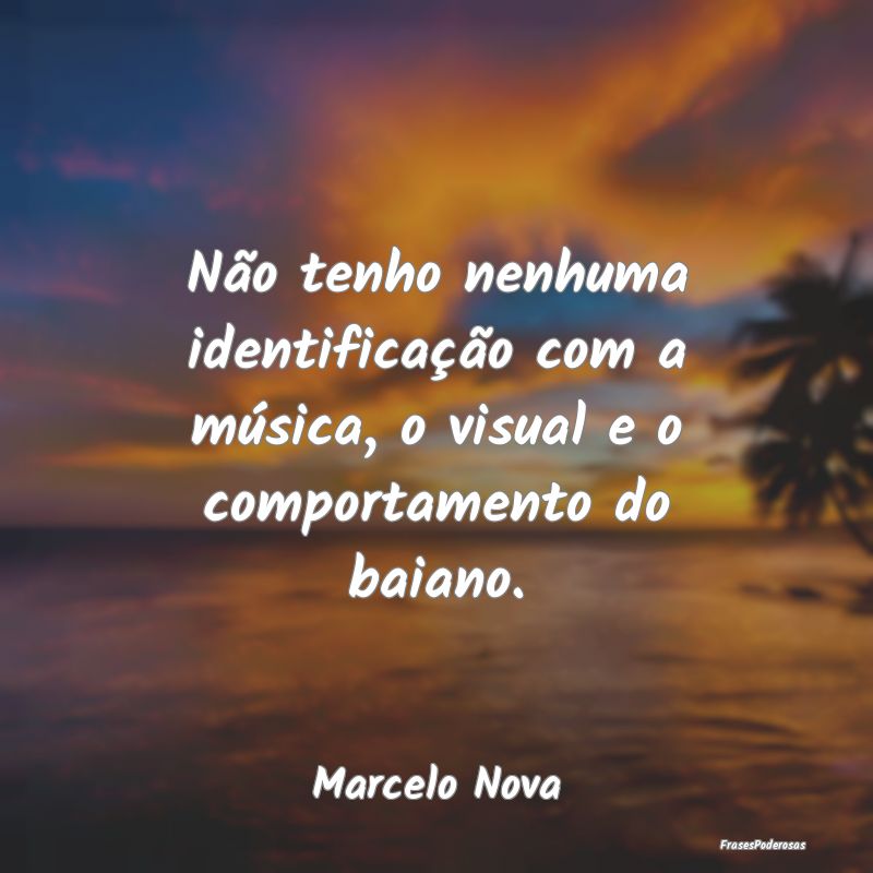 Não tenho nenhuma identificação com a música, ...