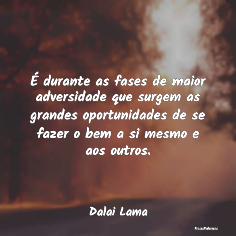 É durante as fases de maior adversidade que surge... É durante as fases de maior adversidade que surge...