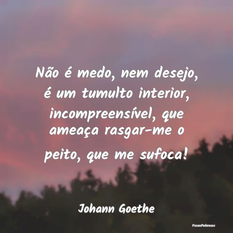 Não é medo, nem desejo, é um tumulto interior, ... Não é medo, nem desejo, é um tumulto interior, ...