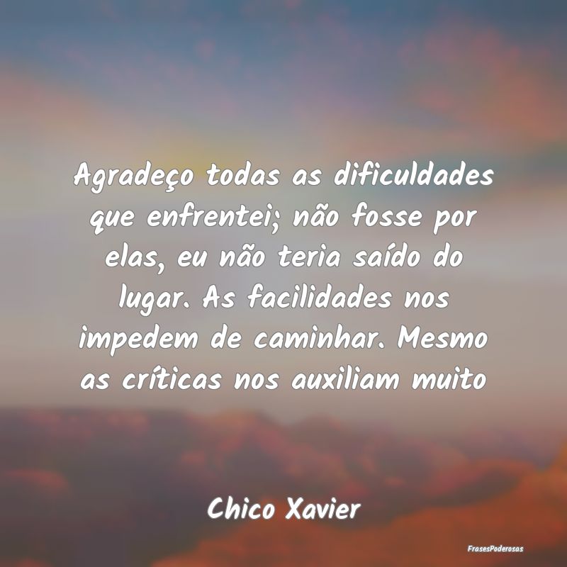 Frases de Crítica - Agradeço todas as dificuldades que enfrentei; nã...