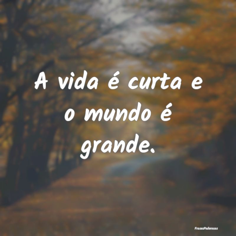 A vida é curta e o mundo é grande.
...