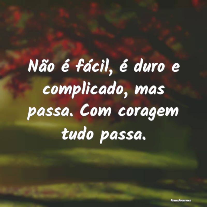 Não é fácil, é duro e complicado, mas passa. C...