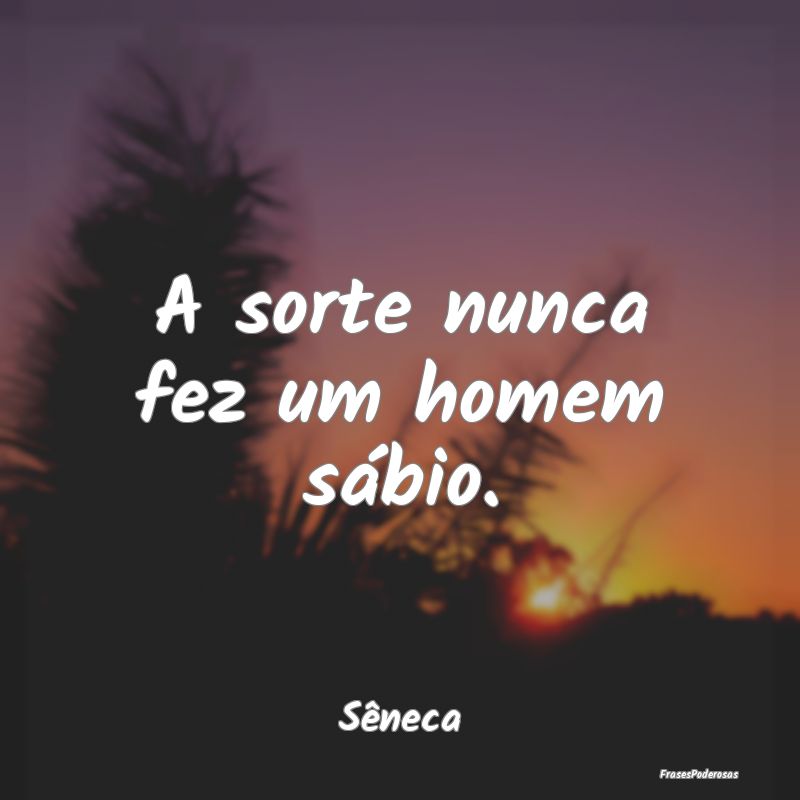 A sorte nunca fez um homem sábio....