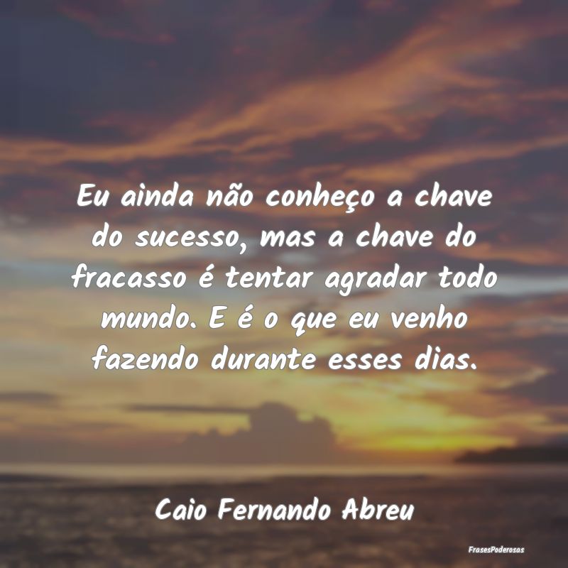 Eu ainda não conheço a chave do sucesso, mas a c...