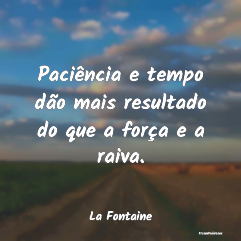 Frases de Raiva - Paciência e tempo dão mais resultado do que a fo...