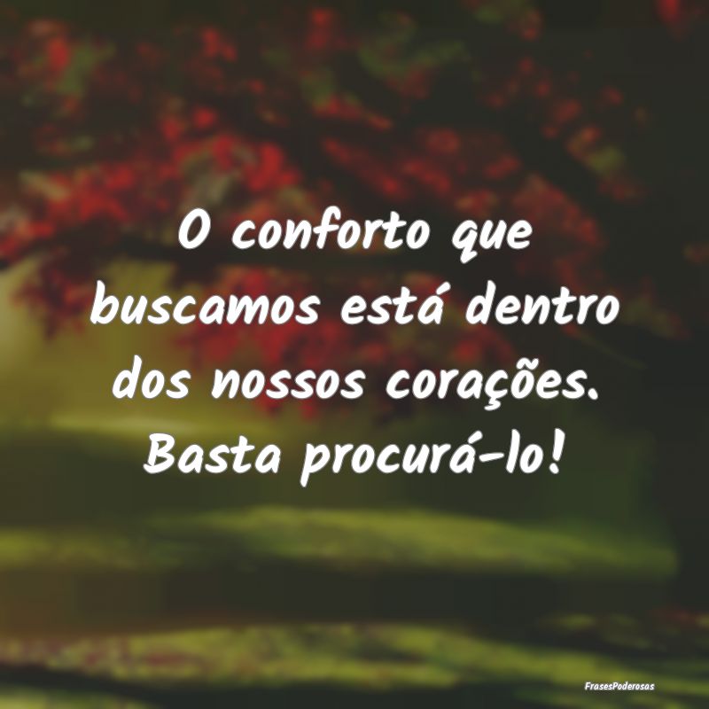 O conforto que buscamos está dentro dos nossos co...