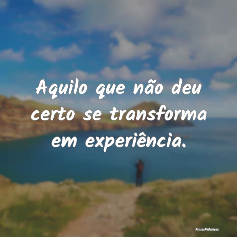 Aquilo que não deu certo se transforma em experi...