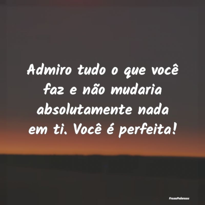 Admiro tudo o que você faz e não mudaria absolut...
