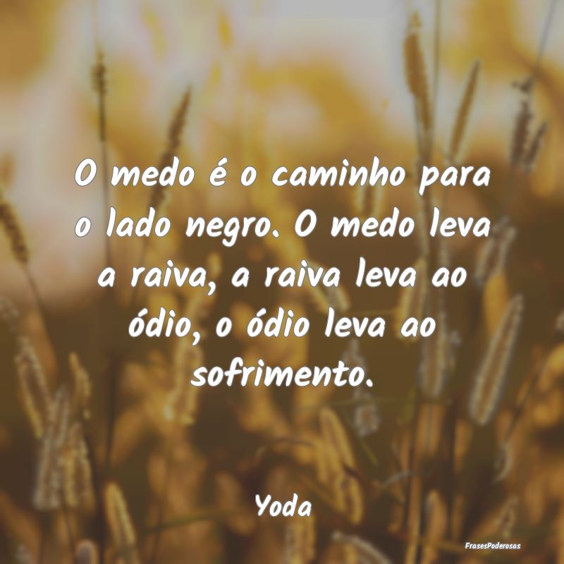 O medo é o caminho para o lado negro. O medo leva... O medo é o caminho para o lado negro. O medo leva...