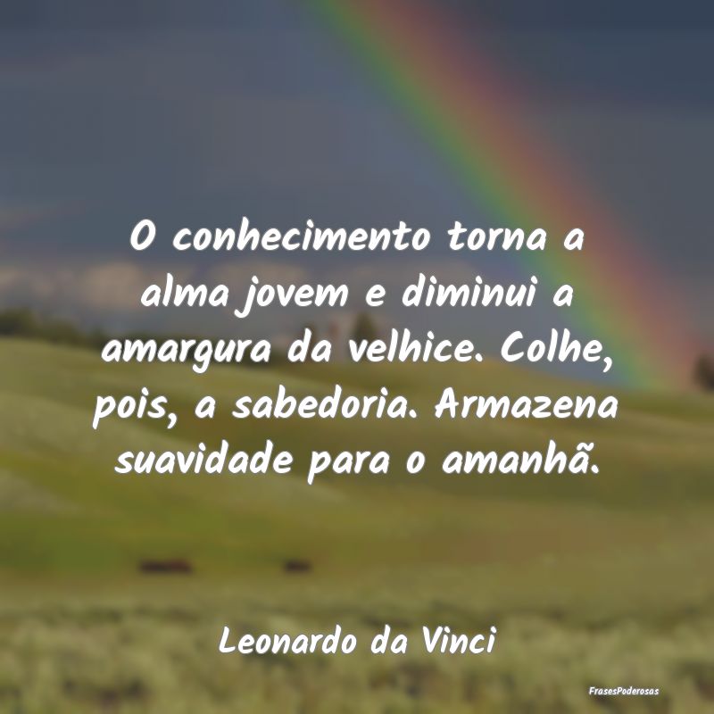 O conhecimento torna a alma jovem e diminui a amar... O conhecimento torna a alma jovem e diminui a amar...