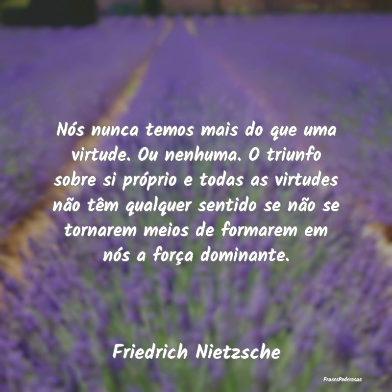 Nós nunca temos mais do que uma virtude. Ou nenhu... Nós nunca temos mais do que uma virtude. Ou nenhu...