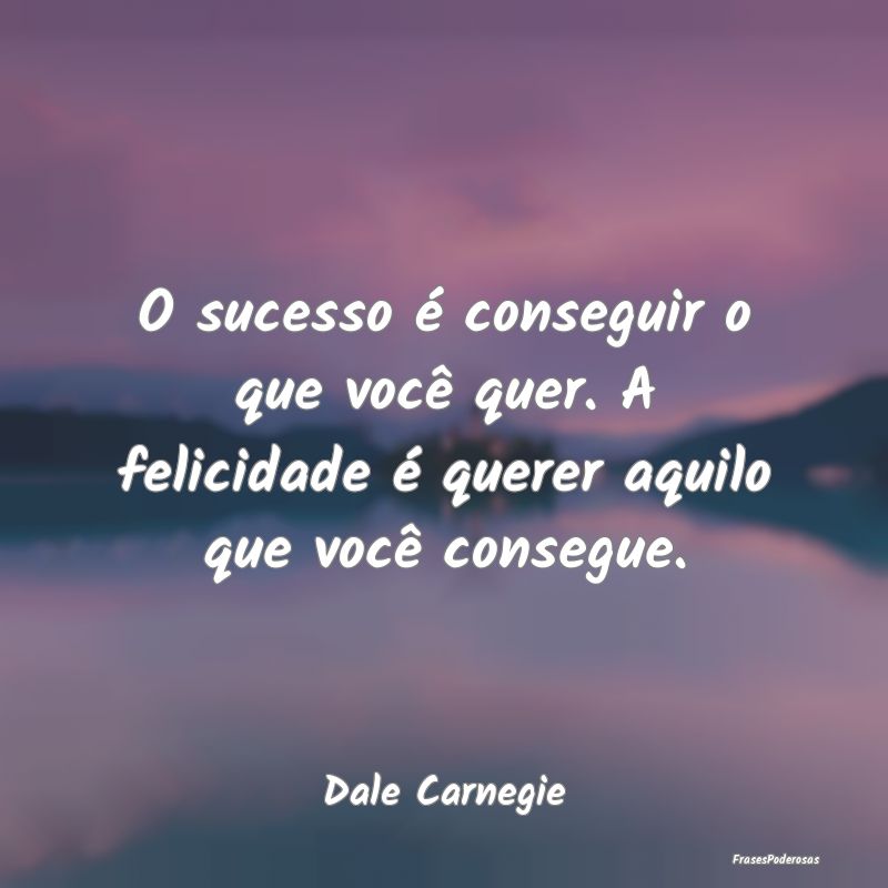 O sucesso é conseguir o que você quer. A felicid...