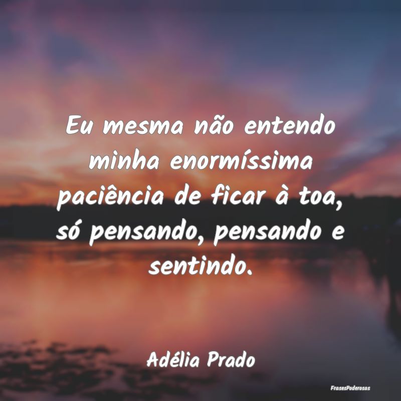 Eu mesma não entendo minha enormíssima paciênci...