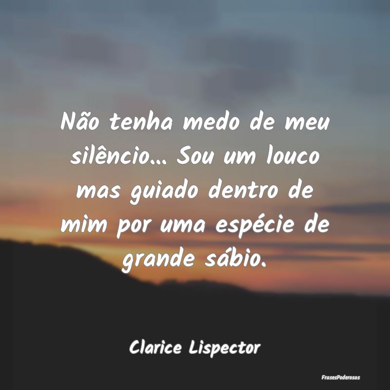 Não tenha medo de meu silêncio... Sou um louco m... Não tenha medo de meu silêncio... Sou um louco m...