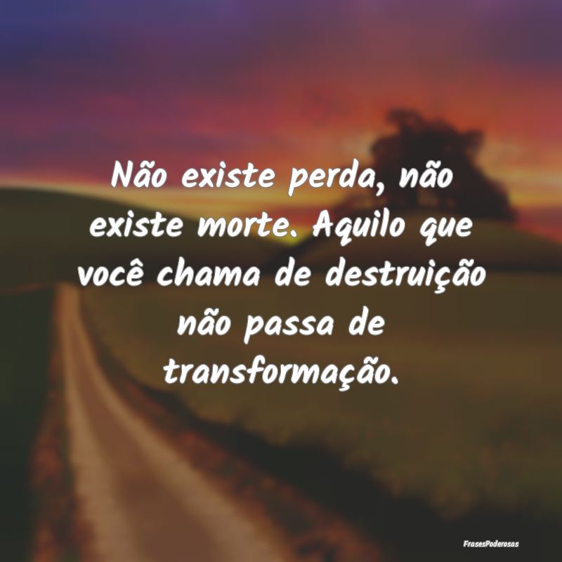 Não existe perda, não existe morte. Aquilo que v...