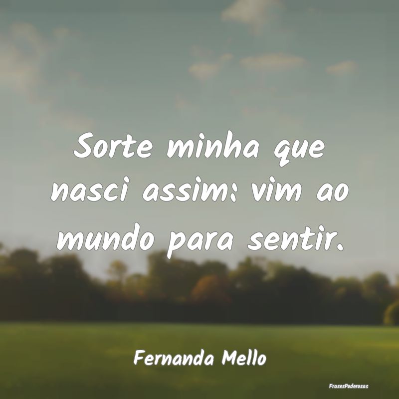 Sorte minha que nasci assim: vim ao mundo para sen...
