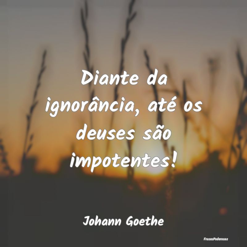 Diante da ignorância, até os deuses são impoten...