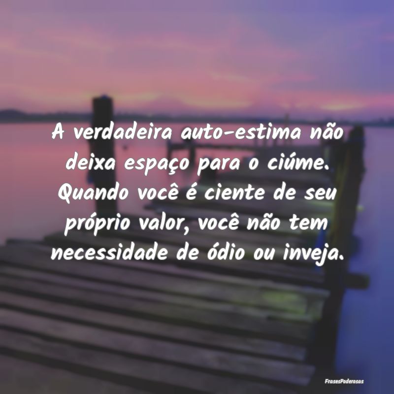 Frases de Inveja - A verdadeira auto-estima não deixa espaço para o...