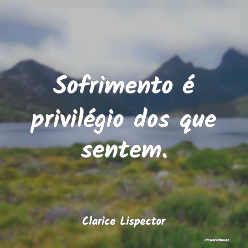 Sofrimento é privilégio dos que sentem....
