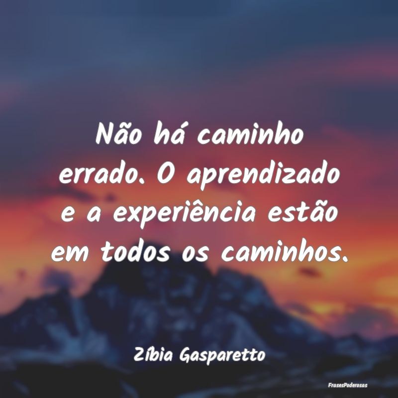 Não há caminho errado. O aprendizado e a experi...