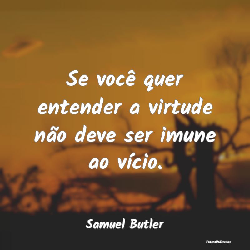 Se você quer entender a virtude não deve ser imu...