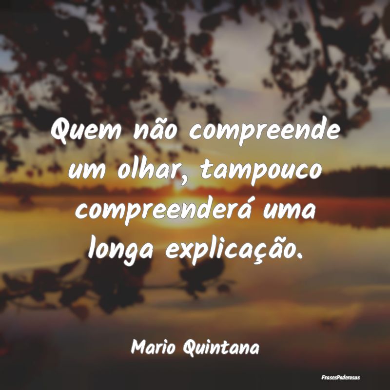 Quem não compreende um olhar, tampouco compreende...