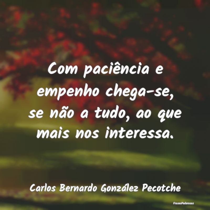 Com paciência e empenho chega-se, se não a tudo,...
