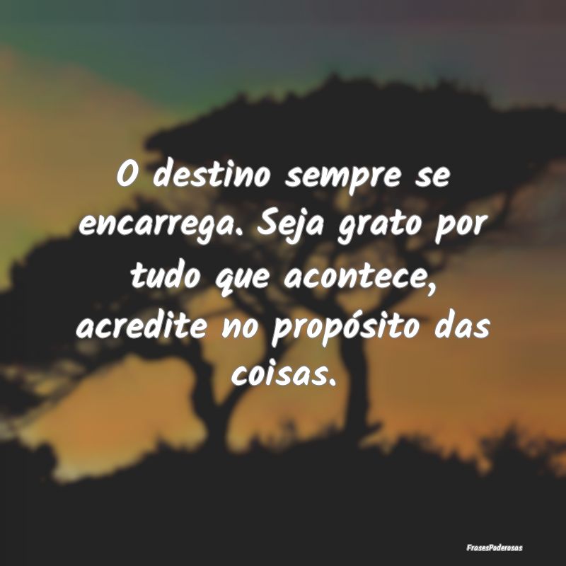 O destino sempre se encarrega. Seja grato por tudo... O destino sempre se encarrega. Seja grato por tudo...