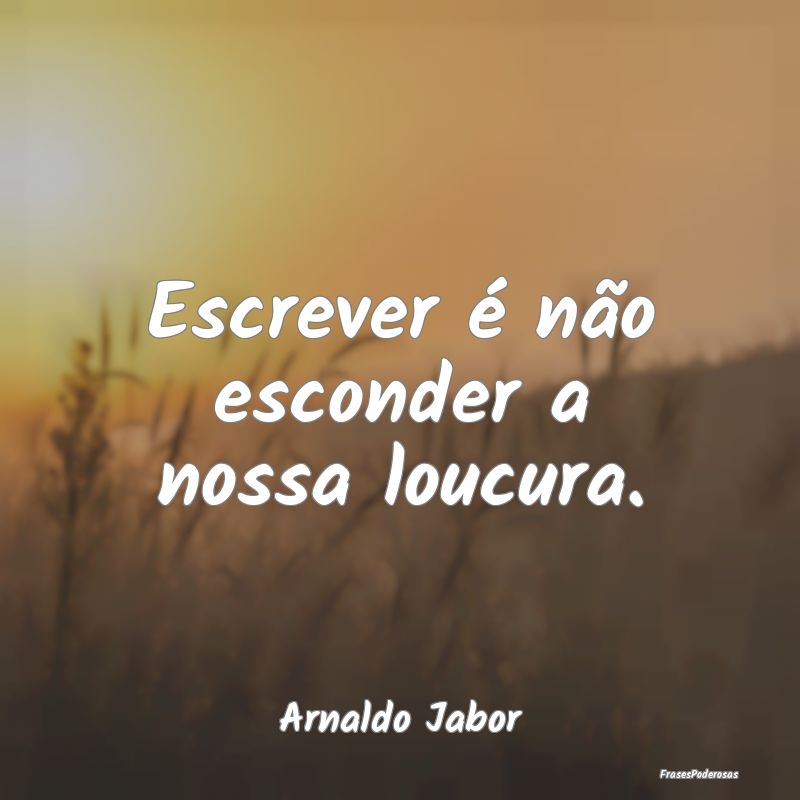 Escrever é não esconder a nossa loucura....