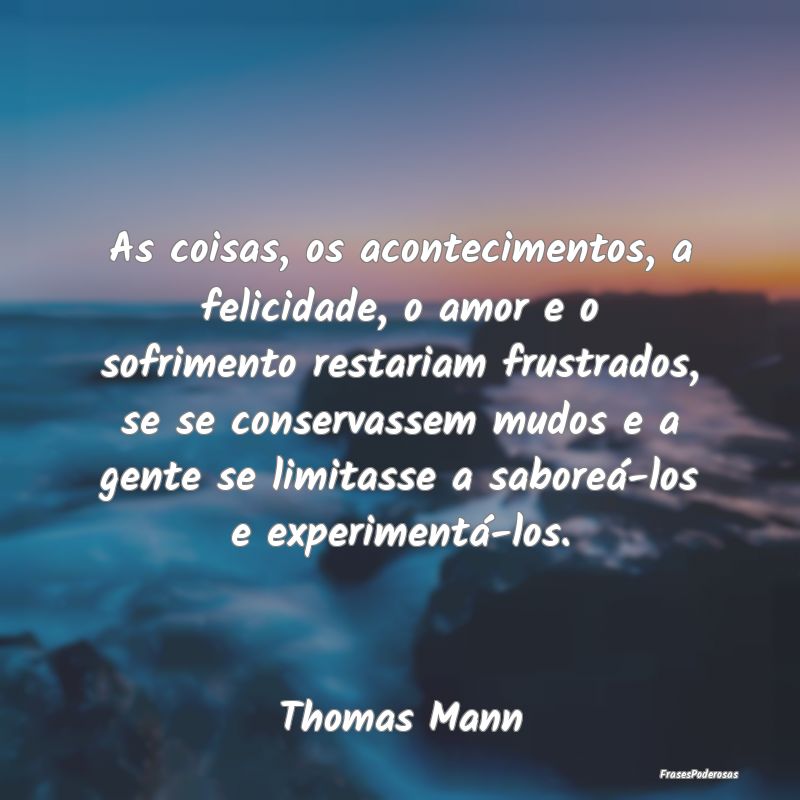 As coisas, os acontecimentos, a felicidade, o amor...