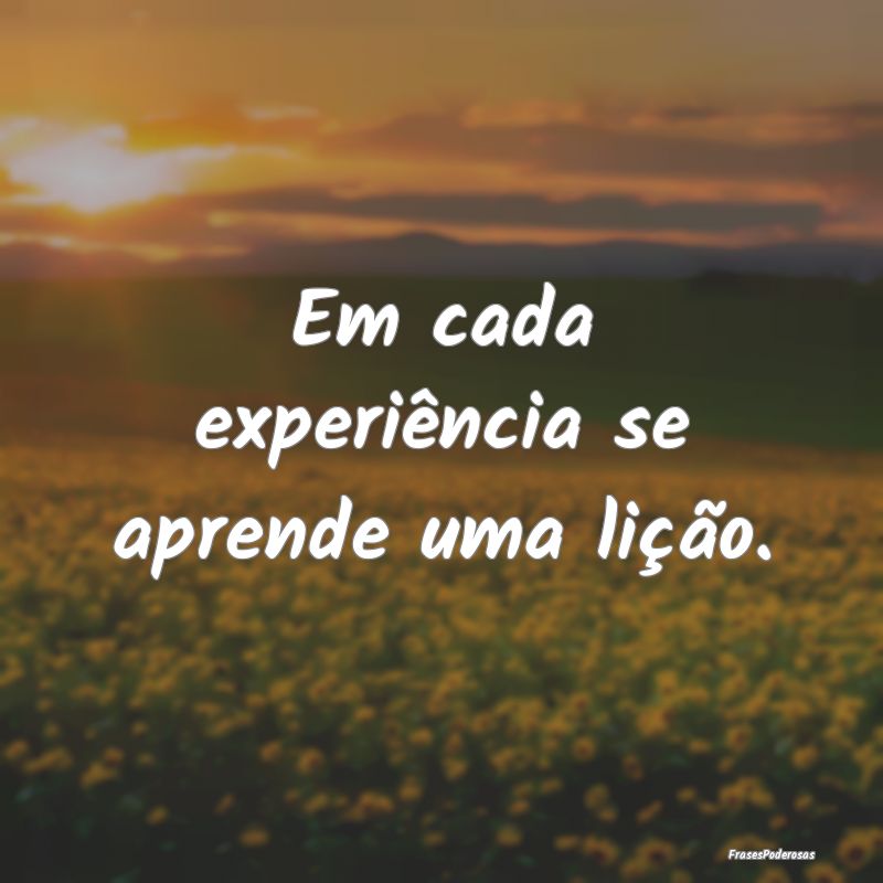 Em cada experiência se aprende uma lição.
...