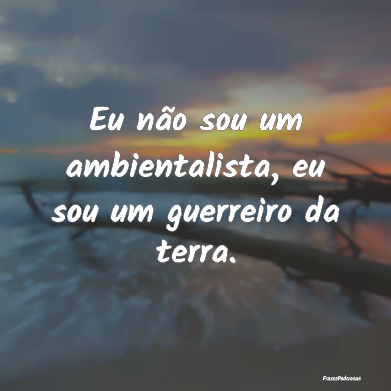 Eu não sou um ambientalista, eu sou um guerreiro ...