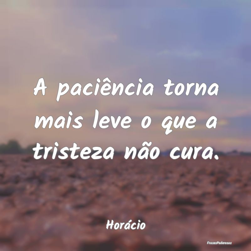 A paciência torna mais leve o que a tristeza não...