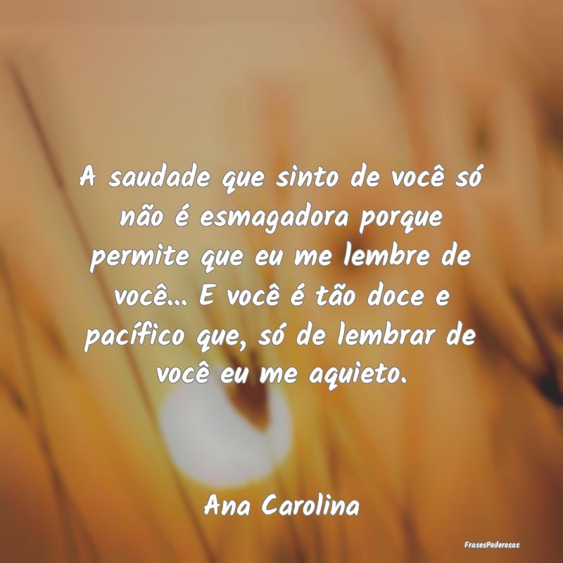 A saudade que sinto de você só não é esmagador... A saudade que sinto de você só não é esmagador...