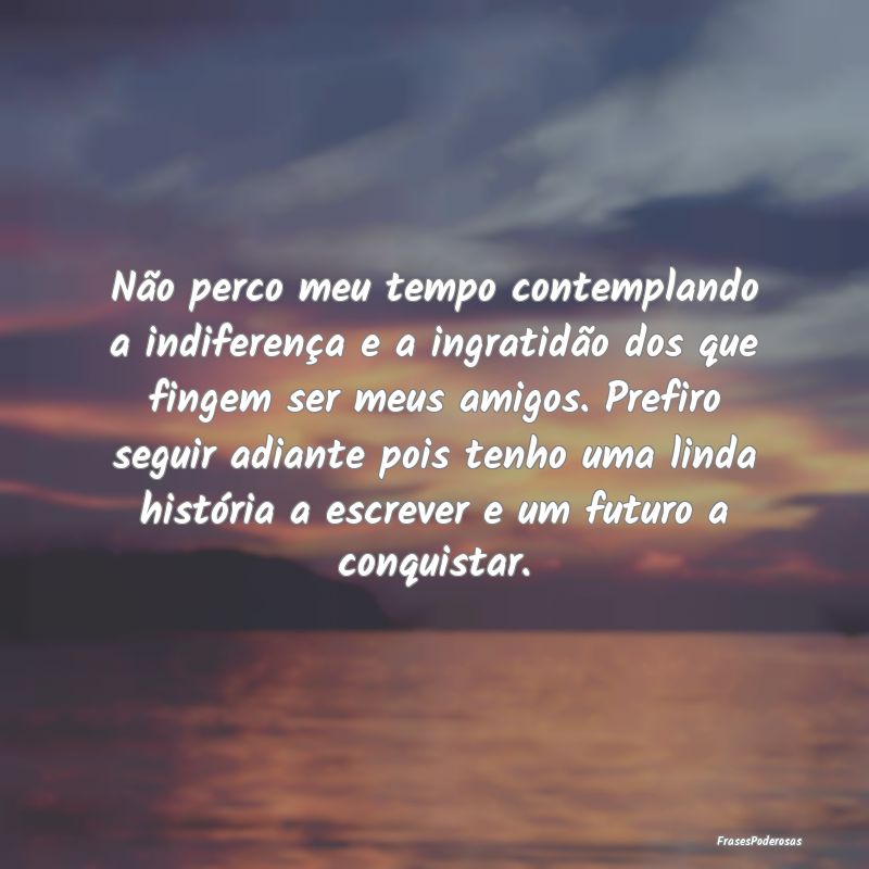 Não perco meu tempo contemplando a indiferença e... Não perco meu tempo contemplando a indiferença e...