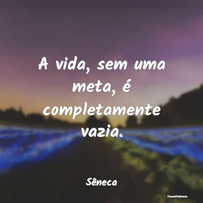 A vida, sem uma meta, é completamente vazia....