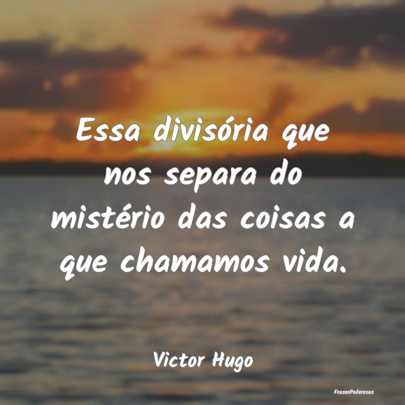 Essa divisória que nos separa do mistério das co...
