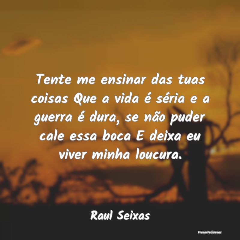 Tente me ensinar das tuas coisas Que a vida é sé... Tente me ensinar das tuas coisas Que a vida é sé...