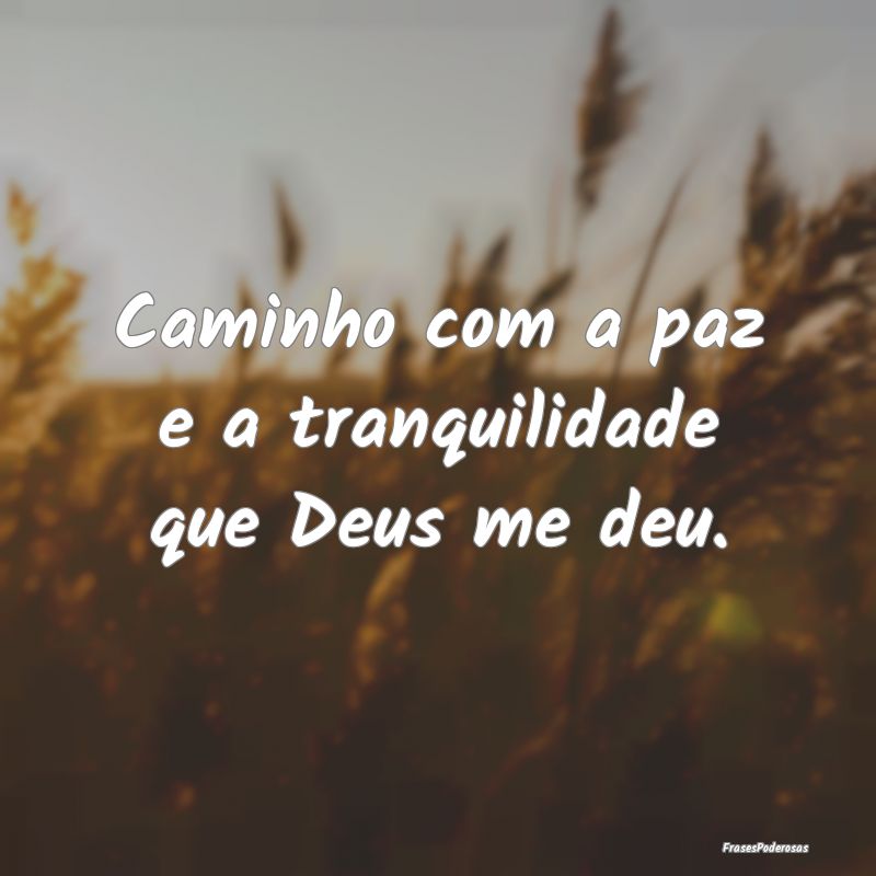 Caminho com a paz e a tranquilidade que Deus me de...