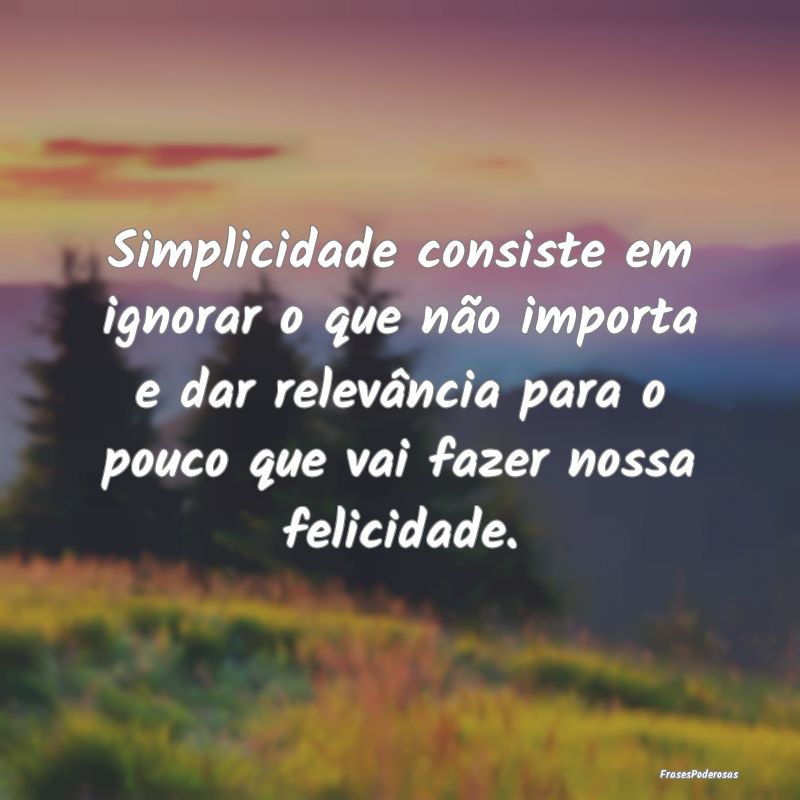 Simplicidade consiste em ignorar o que não import...