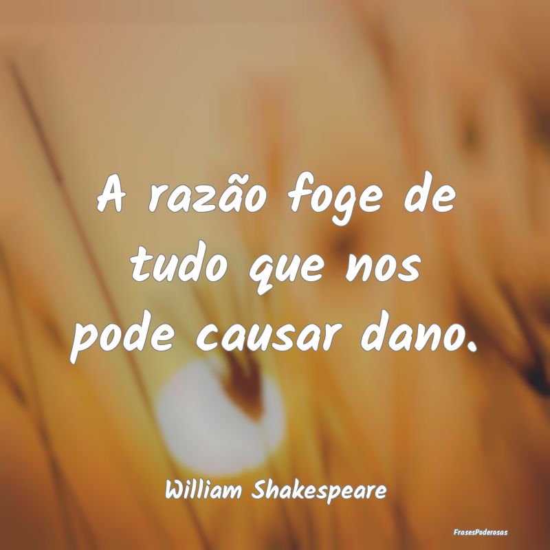 A razão foge de tudo que nos pode causar dano....