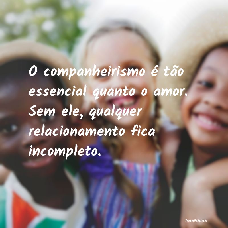O companheirismo é tão essencial quanto o amor. ... O companheirismo é tão essencial quanto o amor. ...
