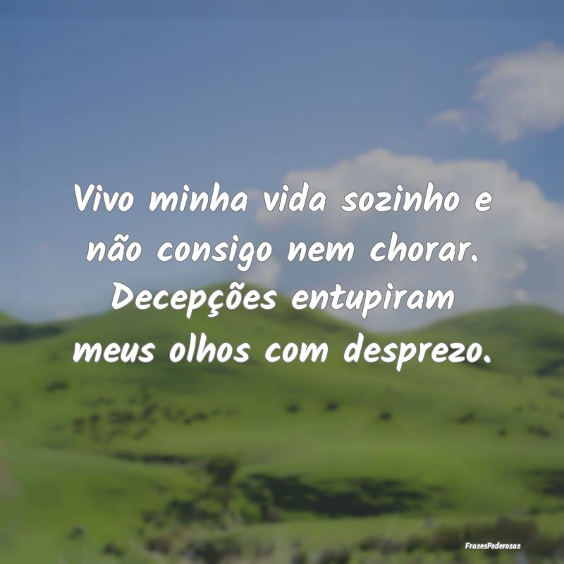 Vivo minha vida sozinho e não consigo nem chorar.... Vivo minha vida sozinho e não consigo nem chorar....
