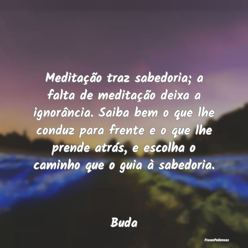 Meditação traz sabedoria; a falta de meditação... Meditação traz sabedoria; a falta de meditação...