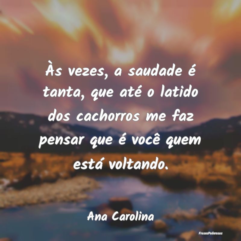Às vezes, a saudade é tanta, que até o latido d... Às vezes, a saudade é tanta, que até o latido d...