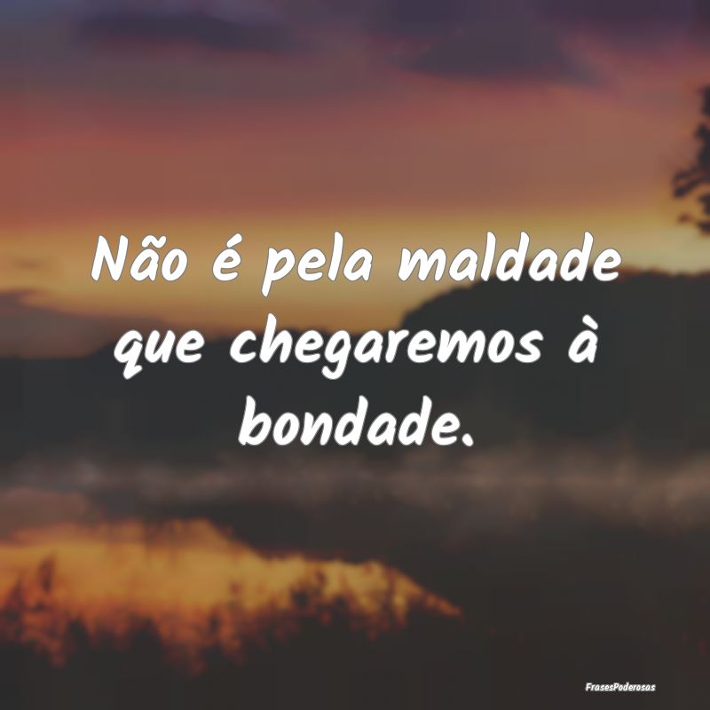 Não é pela maldade que chegaremos à bondade.
...