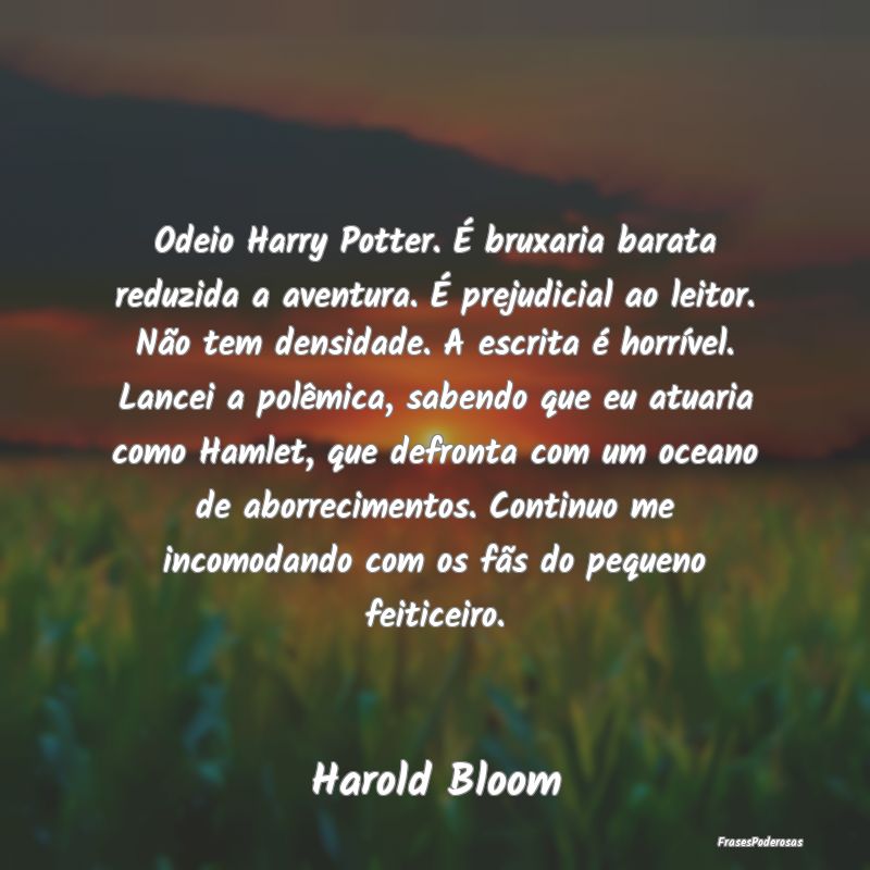 Odeio Harry Potter. É bruxaria barata reduzida a ... Odeio Harry Potter. É bruxaria barata reduzida a ...